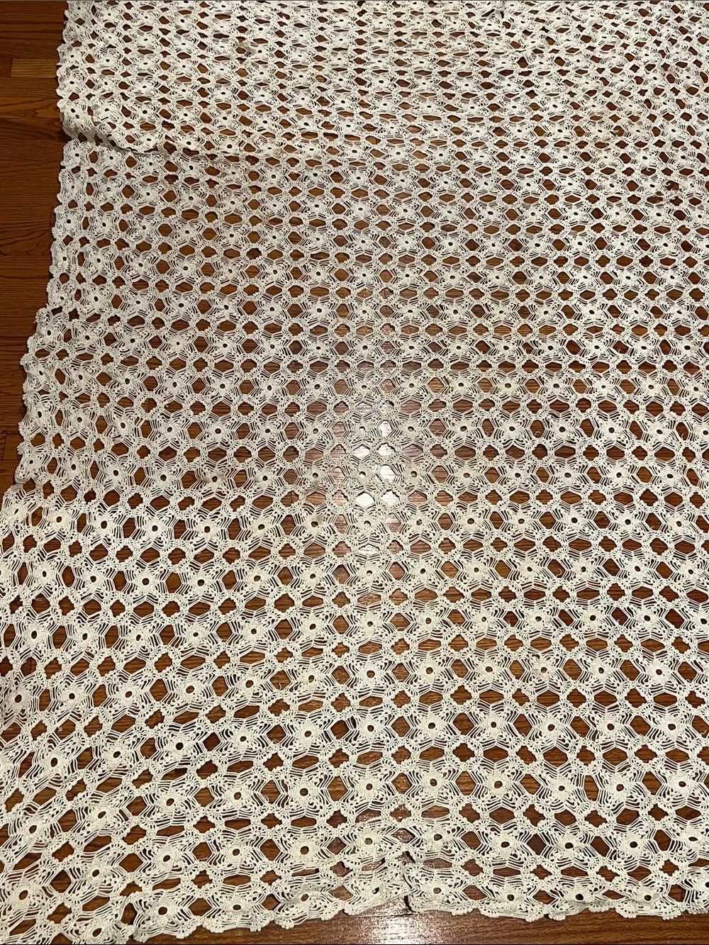 Handmade Crochet Bed Throw Blanket/tablecloth in Cream